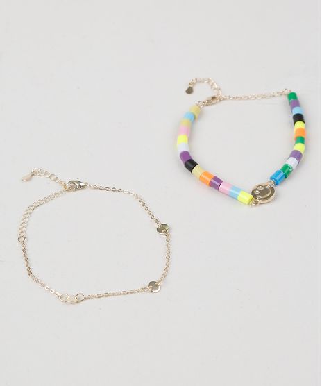 Kit-de-2-Pulseiras-Femininas-Folheadas-com-Micangas--Prateado-9957921-Prateado_1