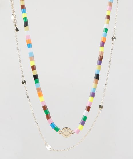 Kit-2-Colares-feminino-com-Micangas-coloridas---Colar-Dourado-Dourado-9957922-Dourado_1