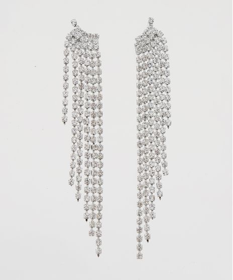 Brinco-Feminino-Alongado-com-Franjas-em-Strass-Prateado-9957932-Prateado_1