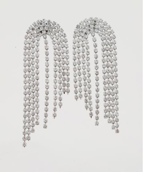 Brinco-Feminino-Alongado-com-Franjas-em-Strass-Prateado-9957933-Prateado_1