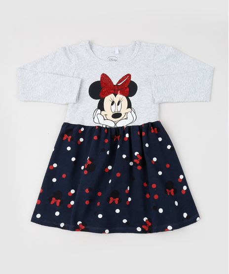 Vestido-Infantil-Minnie-Estampado-de-Poa-Manga-Longa-Cinza-9913804-Cinza_1