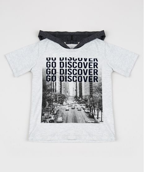 Camiseta-Infantil--Go-Discover--com-Capuz-Manga-Curta-Cinza-Mescla-Claro-9944165-Cinza_Mescla_Claro_1