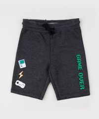 Bermuda-de-Moletom-Infantil-Game-com-Bolso-Cinza-Mescla-Escuro-9944640-Cinza_Mescla_Escuro_1