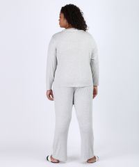 Pijama-Feminino-Plus-Size-Camisa-com-Vivo-Contrastante-e-Bolso-Manga-Longa-Cinza-Mescla-Claro-9955076-Cinza_Mescla_Claro_2