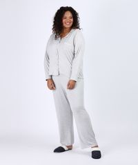 Pijama-Feminino-Plus-Size-Camisa-com-Vivo-Contrastante-e-Bolso-Manga-Longa-Cinza-Mescla-Claro-9955076-Cinza_Mescla_Claro_3