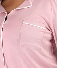 Pijama-Feminino-Plus-Size-Camisa-com-Vivo-Contrastante-e-Bolso-Manga-Longa-Rosa-9955076-Rosa_4