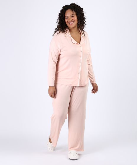 Pijama-Feminino-Plus-Size-Camisa-com-Vivo-Contrastante-e-Bolso-Manga-Longa-Rosa-Claro-9955076-Rosa_Claro_1
