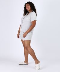 Pijama-Feminino-Plus-Size-Camisa-com-Vivo-Contrastante-e-Bolso-Manga-Curta-Cinza-Mescla-Claro-9955077-Cinza_Mescla_Claro_3