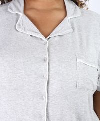 Pijama-Feminino-Plus-Size-Camisa-com-Vivo-Contrastante-e-Bolso-Manga-Curta-Cinza-Mescla-Claro-9955077-Cinza_Mescla_Claro_4