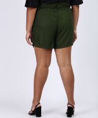 Bermuda-Feminina-Plus-Size-Cintura-Alta-Alfaiatada-com-Cinto-Verde-Militar-9956378-Verde_Militar_2