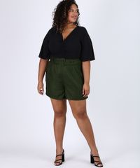 Bermuda-Feminina-Plus-Size-Cintura-Alta-Alfaiatada-com-Cinto-Verde-Militar-9956378-Verde_Militar_3