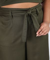 Calca-Feminina-Plus-Size-Pantalona-Cintura-Alta-com-Faixa-para-Amarrar-Verde-Militar-9956379-Verde_Militar_4