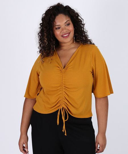 blusas plus size decote v