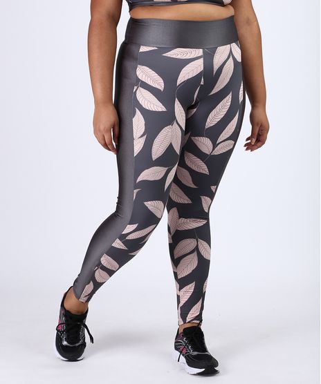 Calca-Legging-Feminina-Plus-Size-Esportiva-Ace-Cintura-Alta-Estampada-de-Folhagem-Chumbo-9956120-Chumbo_1