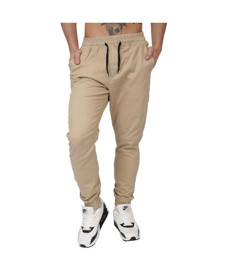 calça jogger sarja bege