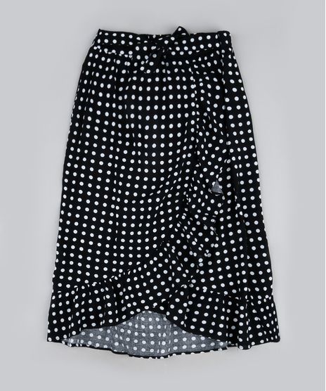 Saia-Juvenil-Midi-Estampada-de-Poa-com-Babados-Preta-9950192-Preto_1