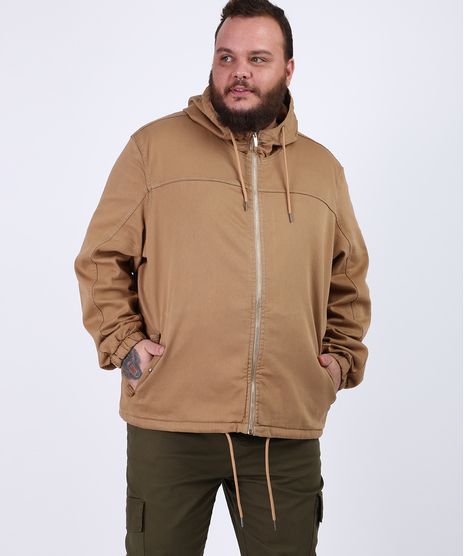 Jaqueta-Masculina-Plus-Size-com-Capuz-e-Bolsos-Caramelo-9951374-Caramelo_1