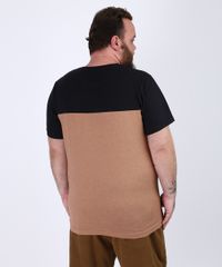 Camiseta-Masculina-Plus-Size-com-Recorte-e-Bolso-Manga-Curta-Gola-Careca-Caramelo-9952566-Caramelo_2