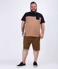 Camiseta-Masculina-Plus-Size-com-Recorte-e-Bolso-Manga-Curta-Gola-Careca-Caramelo-9952566-Caramelo_3