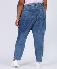 Calca-Jeans-Feminina-Plus-Size-Mom-Cintura-Alta-Marmorizada-Azul-Medio-9952778-Azul_Medio_2