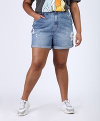 Short-Jeans-Feminino-Plus-Size-Mom-Cintura-Alta-Destroyed-Marmorizado-Azul-Medio-9952908-Azul_Medio_1