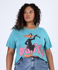 Blusa-Feminina-Plus-Size-Patolino-Manga-Curta-Decote-Redondo-Azul-9953280-Azul_1