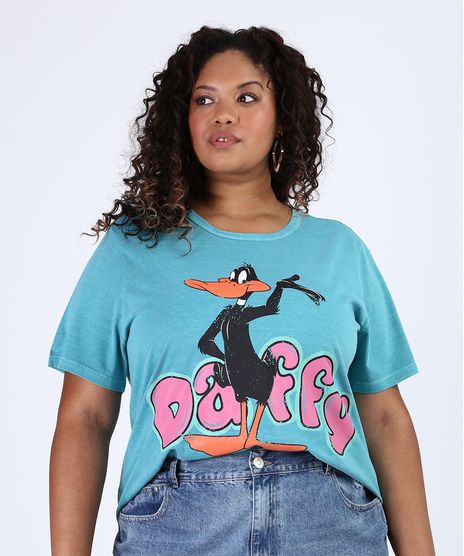 Blusa-Feminina-Plus-Size-Patolino-Manga-Curta-Decote-Redondo-Azul-9953280-Azul_1