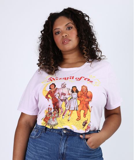 Blusa-Feminina-Plus-Size-O-Magico-de-Oz-Manga-Curta-Decote-Redondo-Lilas-9953283-Lilas_1