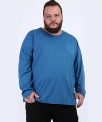 Camiseta-Masculina-Plus-Size-Basica-com-Bolso-Manga-Longa-Gola-Careca-Azul-9954909-Azul_1