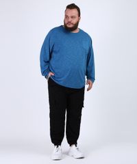 Camiseta-Masculina-Plus-Size-Basica-com-Bolso-Manga-Longa-Gola-Careca-Azul-9954909-Azul_3