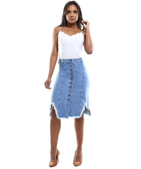 saia midi jeans c&a