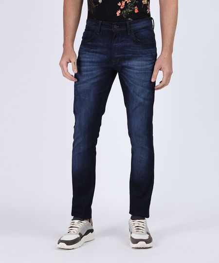 Calca-Jeans-Masculina-Slim-com-Bolsos-Azul-Escuro-9945764-Azul_Escuro_1