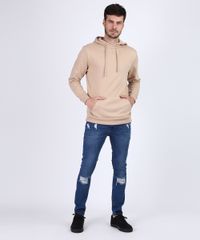 Blusao-de-Moletom-Masculino-Manga-Longa-com-Capuz-e-Cordao-Para-Amarrar-Kaki-9952816-Kaki_3