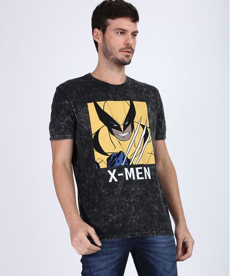 Camiseta-Masculina-Wolverine-X-Men-Marmorizada-Manga-Curta-Gola-Careca--Preta-9953420-Preto_1