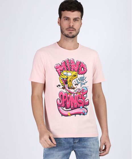 Camiseta-Masculina-Bob-Esponja-Manga-Curta-Gola-Careca-Rosa-Claro-9955444-Rosa_Claro_1