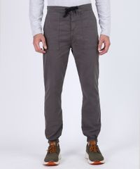 Calca-de-Sarja-Masculina-Jogger-com-Bolsos-e-Cordao-Para-Amarrar-Chumbo-9942087-Chumbo_1