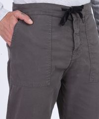 Calca-de-Sarja-Masculina-Jogger-com-Bolsos-e-Cordao-Para-Amarrar-Chumbo-9942087-Chumbo_2