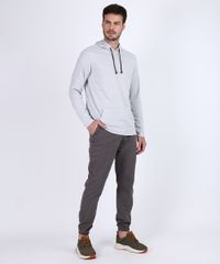 Calca-de-Sarja-Masculina-Jogger-com-Bolsos-e-Cordao-Para-Amarrar-Chumbo-9942087-Chumbo_3