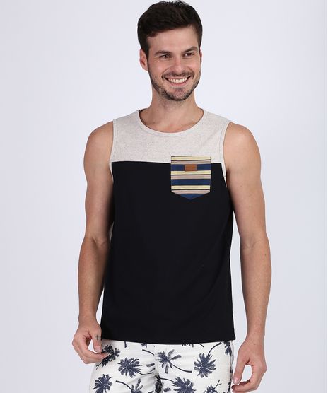Regata-Masculina-com-Recortes-e-Bolso-Listrado-Decote-Careca-Preta-9946631-Preto_1