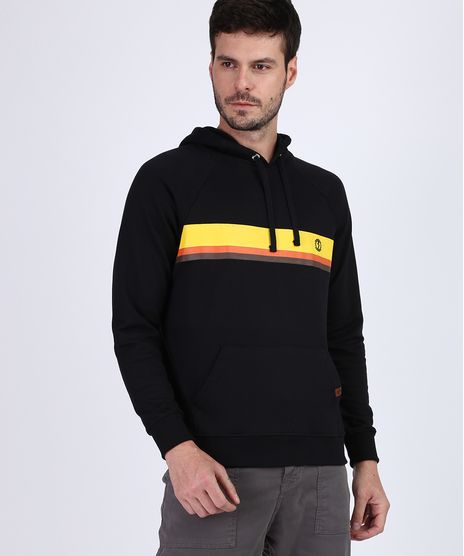 Blusao-de-Moletom-Masculino--Listras--Manga-Longa-Com-Capuz-e-Cordao-Para-Amarrar-Preto-9953208-Preto_1
