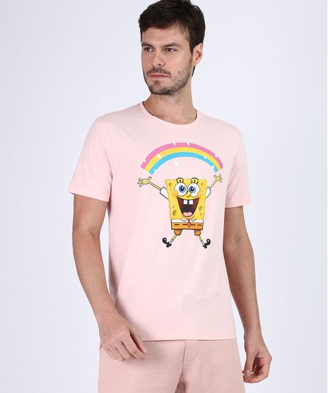 Camiseta-Masculina-Bob-Esponja-Manga-Curta-Gola-Careca-Rosa-Claro-9955445-Rosa_Claro_1