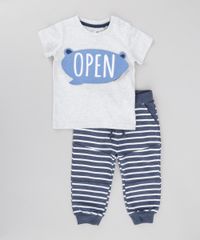 Conjunto-de-Camiseta--Open--Cinza-Mescla---Calca-Listrada-em-Moletom-de-Algodao---Sustentavel-Azul-Marinho-8502248-Azul_Marinho_1