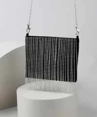 Bolsa-de-Veludo-Feminina-Transversal-Pequena-com-Franjas-de-Strass-e-Alca-de-Corrente-Removivel-Preta-9845706-Preto_1