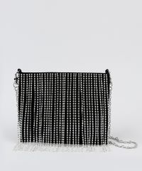 Bolsa-de-Veludo-Feminina-Transversal-Pequena-com-Franjas-de-Strass-e-Alca-de-Corrente-Removivel-Preta-9845706-Preto_3