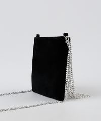 Bolsa-de-Veludo-Feminina-Transversal-Pequena-com-Franjas-de-Strass-e-Alca-de-Corrente-Removivel-Preta-9845706-Preto_4