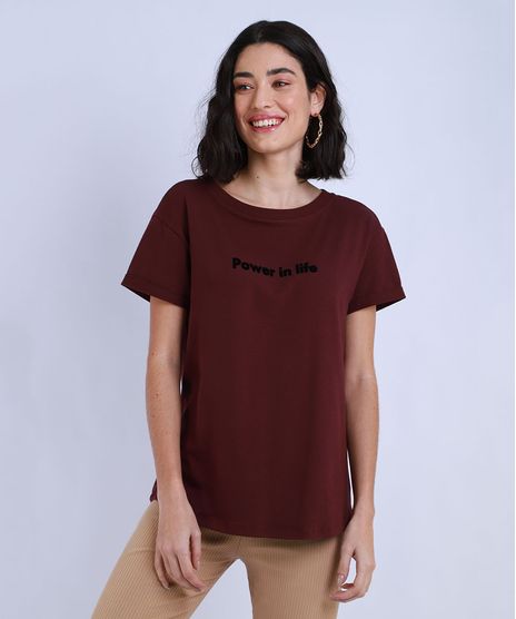 Blusa-Feminina--Power-In-Life--Manga-Curta-Vinho-9615400-Vinho_1