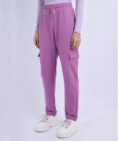 Calca-de-Moletom-Feminina-Cargo-Cintura-Alta-Lilas-9946340-Lilas_1