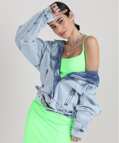 Jaqueta-Jeans-Biker-Feminina-com-Cinto-Azul-Claro-9946821-Azul_Claro_1