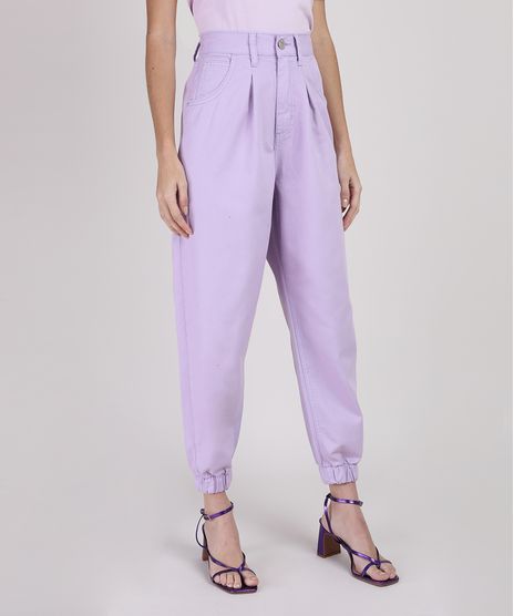 Calca-de-Sarja-Feminina-Baggy-Jogger-Cintura-Super-Alta-Lilas-9950639-Lilas_1