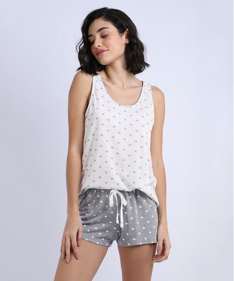 Pijama-Feminino-Estampado-de-Coracoes-Regata-Branco-9946676-Branco_1